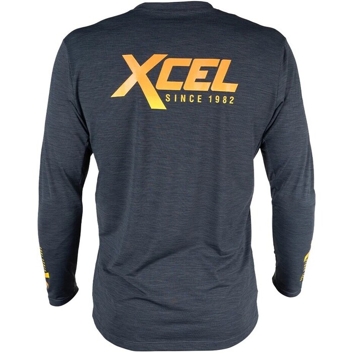 2024 Xcel Mens Heathered VentX Retro Solid Long Sleeve UV Tee MLM626G2 - Black